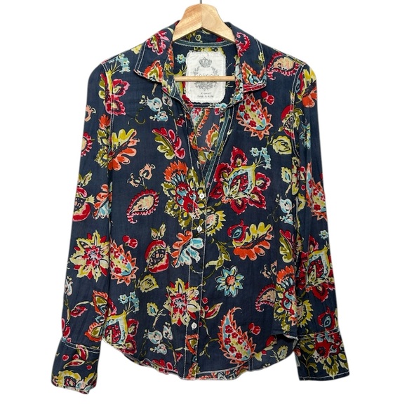 Cino Laguna Blue Eyelet Button Down Shirt